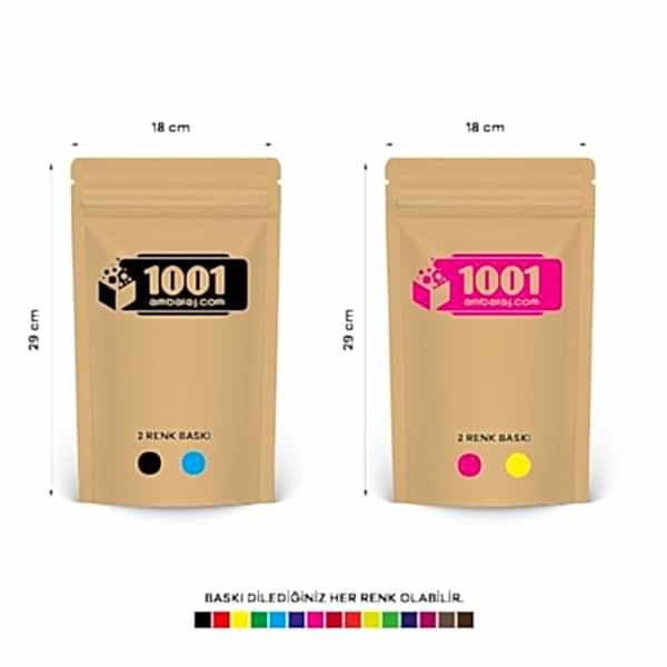 18X29 Cm 4 Baskılı Kraft Renkli İki Taraf İki Renk Doypack Torba 750 Gr /34/