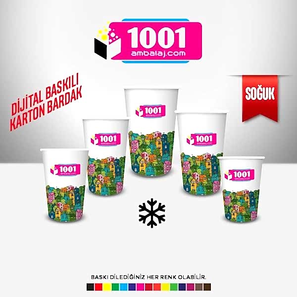 Dijital Baskılı 22 Oz Karton Bardak Tek Kat Duvarlı Beyaz Soğuk