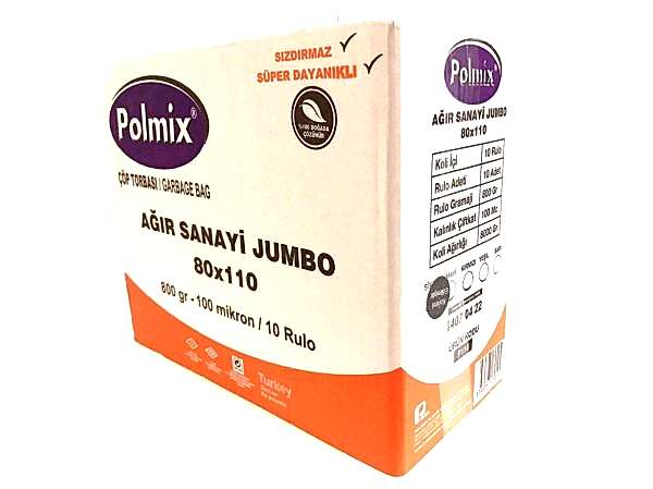 Çöp Torbası Polmix Ağır Sanayi 800 Gram 80X110 Siyah 1 Koli