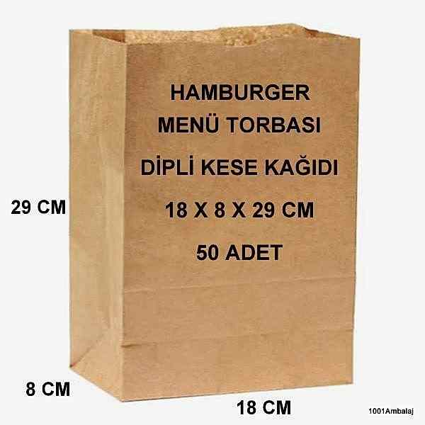 Paket Servis Torbası 18X8X29 Cm Kraft Renk 50 Adet