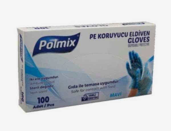 Eldiven Hibrit Polietilen Mavi Flex Polmix 1 Kutu 100 Adet