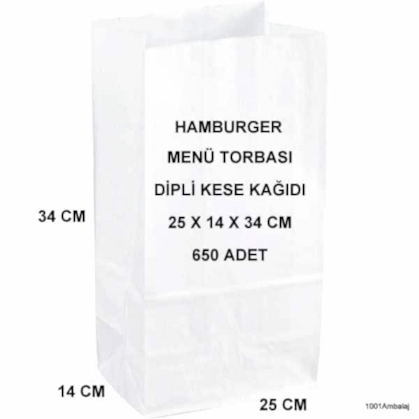Paket Servis Torbası 25X14X34 Cm Beyaz Renk 650 Adet