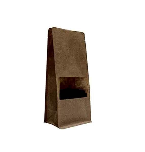 10X23X3,5 Cm Kraft Pencereli 100 Adet Kilitsiz Tabanli Doypack Torba /107/