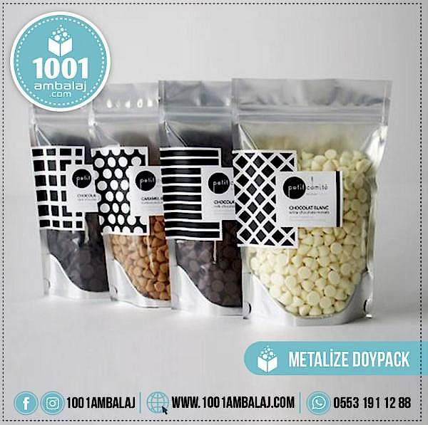 14X19 Cm 2 Baskılı Ön Şeffaf Arka Metalize Renkli Tek Taraf İki Renk Doypack Torba 250 Gr /56/
