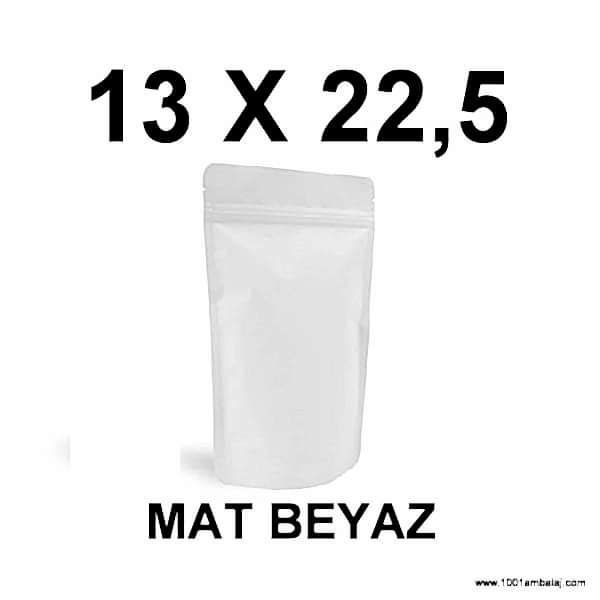 13X22,5 Cm Mat Beyaz Renk Doypack Torba /17/