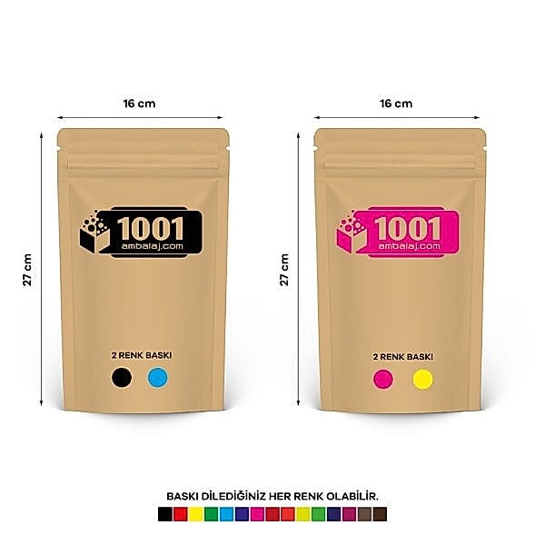 16X27 Cm 4 Baskılı Kraft Renkli İki Taraf İki Renk Doypack Torba 500 Gr /33/