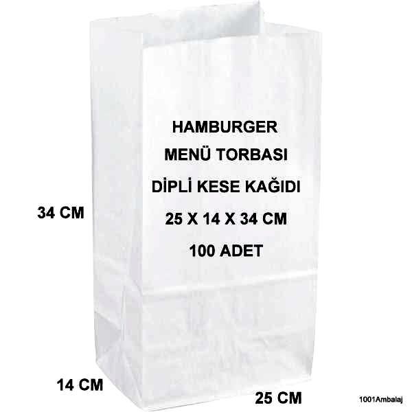 Paket Servis Torbası 25X14X34 Cm Beyaz Renk 100 Adet