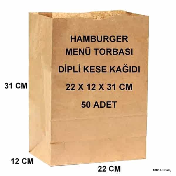 Paket Servis Torbası 22X12X31 Cm Kraft Renk 50 Adet