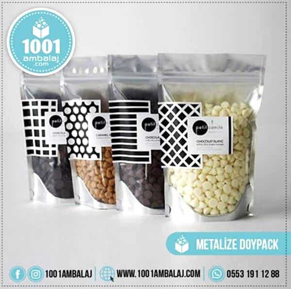 14X19 Cm 1 Baskılı Ön Şeffaf Arka Metalize Renkli Tek Taraf Tek Renk Doypack Torba 250 Gr /56/