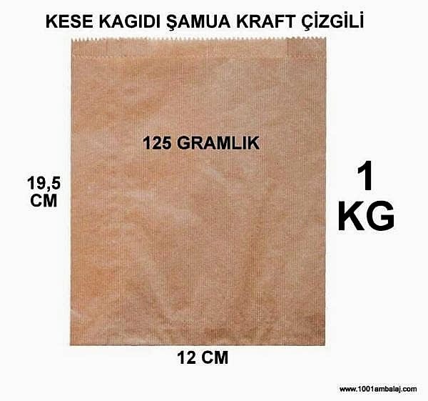 Kese Kağıdı Çizgili Şamua Kraft 125 Gramlık 12X19,5 Cm 1 Kilo