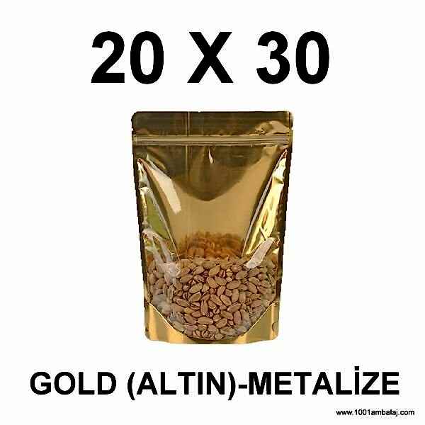 20X30 Cm Gold-Metalize Renk Doypack Torba /52/