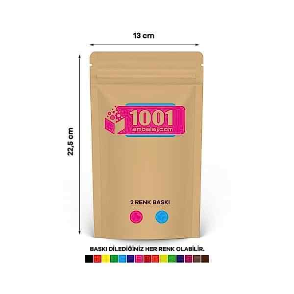 13X22,5 Cm 2 Baskılı Kraft Renkli Tek Taraf İki Renk Doypack Torba 250 Gr /31/