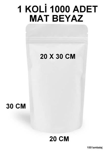 20X30 Cm Mat Beyaz Renkli (1 Koli 1000 Adet) Kilitli Doypack Torba 1000 Gr /19/
