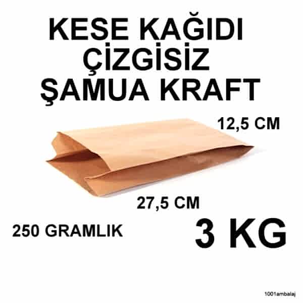 Kese Kağıdı Çizgisiz Şamua Kraft 250 Gramlık 12,5X27,5 Cm 3 Kilo