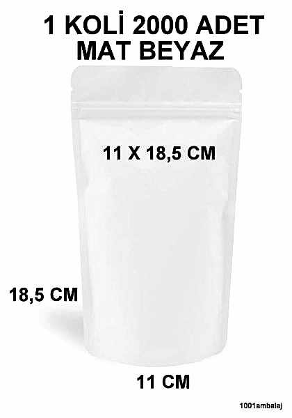 11X18,5 Cm Mat Beyaz Renkli (1 Koli 2000 Adet) Kilitli Doypack Torba 100 Gr /16/
