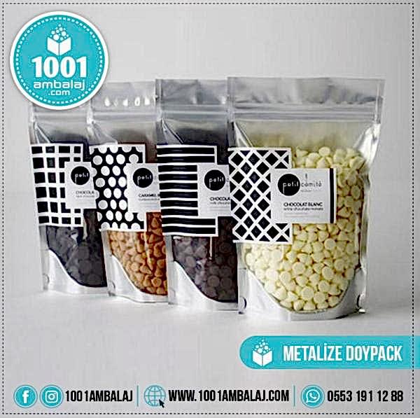 15X24 Cm 1 Baskılı Ön Şeffaf Arka Metalize Renkli Tek Taraf Tek Renk Doypack Torba 350 Gr /57/