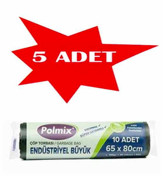 Çöp Torbası Polmix Endüstiriyel 150 Gram 65X80 Siyah 5 Paket