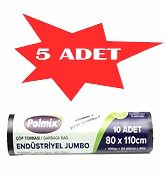 Çöp Torbası Polmix Endüstiriyel 500 Gram 80X110 Siyah 5 Paket