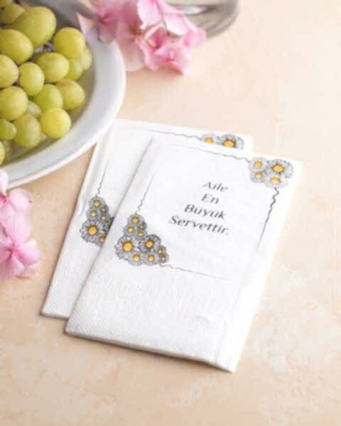 Baskılı Peçete 25X25 Cm 1-2-3 Renk Baskılı Çift Kat Kraft Kare Ve Garson Katlama Peçete