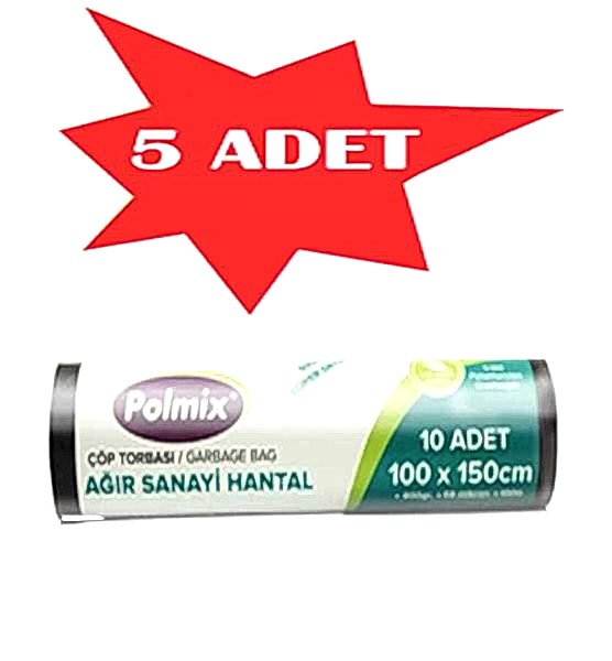 Çöp Torbası Polmix Ağır Sanayi 1000 Gram 100X150 Mavi 5 Paket
