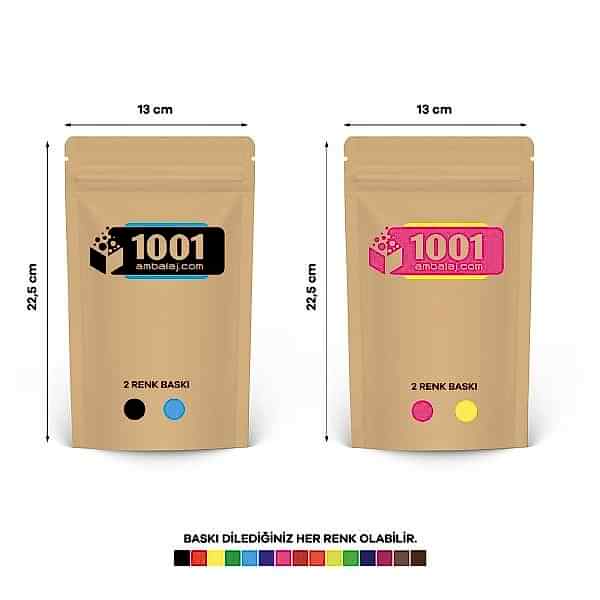 13X22,5 Cm 4 Baskılı Kraft Renkli İki Taraf İki Renk Doypack Torba 250 Gr /31/