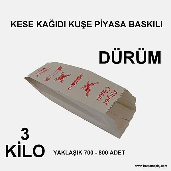 Kese Kağıdı Kuşe Piyasa Baskılı Dürüm 3 Kilo