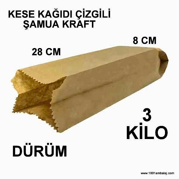 Kese Kağıdı Çizgili Şamua Kraft Dürüm 8X28 Cm 3 Kilo