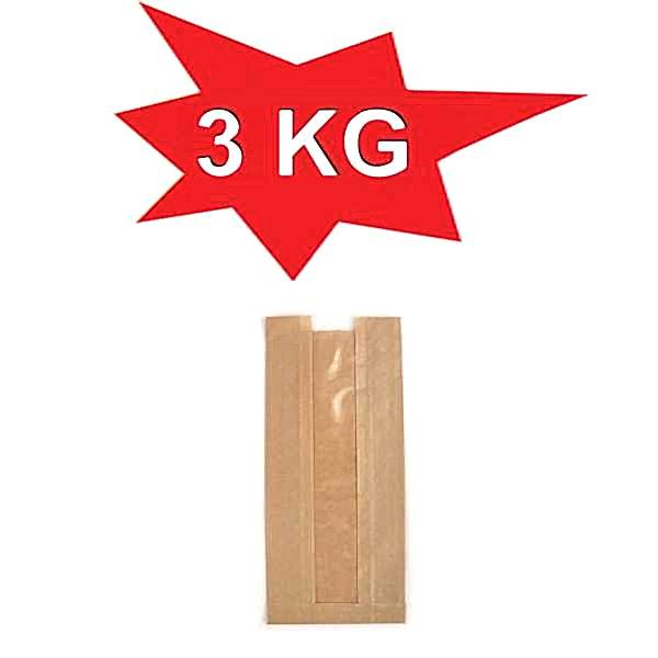 Kese Kağıdı Çizgili Şamua Kraft Pencereli 15X40 3 Kilo