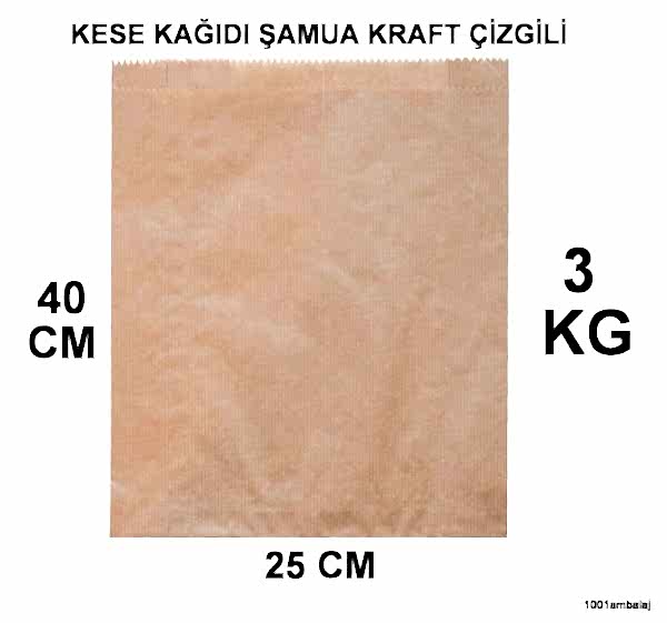 Kese Kağıdı Çizgili Şamua Kraft 25X40 Cm 3 Kilo
