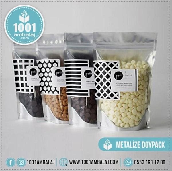 16X27 Cm 4 Baskılı Ön Şeffaf Arka Metalize Renkli İki Taraf İki Renk Doypack Torba 500 Gr /58/