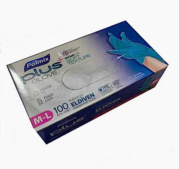 Eldiven Hibrit Polietilen Mavi Flex Polmix Plus 1 Kutu 100 Adet