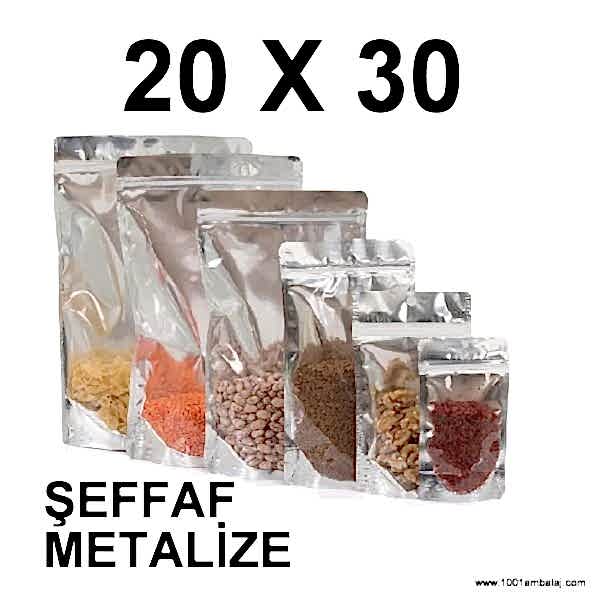 20X30 Cm Şeffaf Metalize Renk Doypack Torba /60/