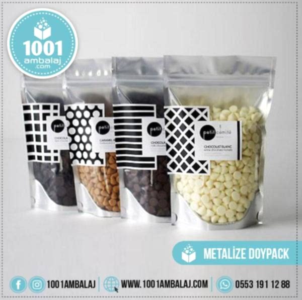 16X27 Cm 2 Baskılı Ön Şeffaf Arka Metalize Renkli İki Taraf Tek Renk Doypack Torba 500 Gr /58/