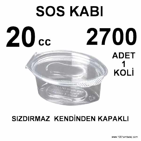 sızdırmaz 20 Cc Sos kabı Kendinden kapaklı 2700 Adet 1 Koli