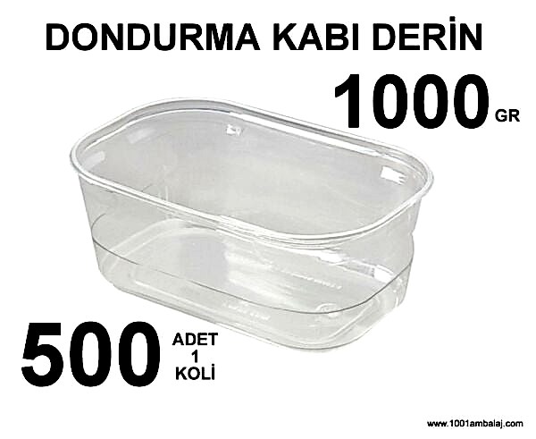 Dondurma kabı Plastik 1000 Gram Derin 100 Lü 5 Paket 1 Koli