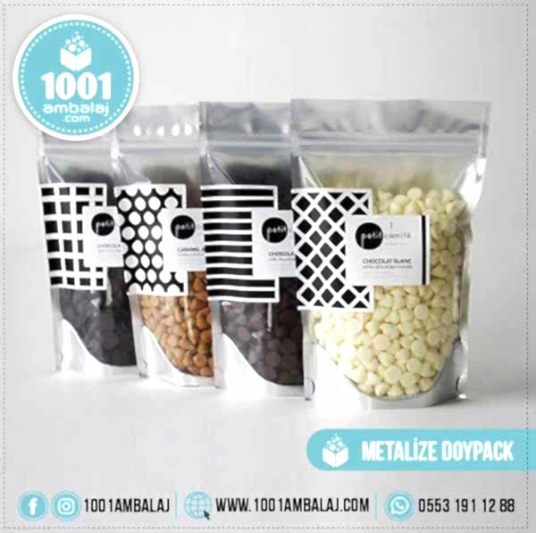15X24 Cm 4 Baskılı Ön Şeffaf Arka Metalize Renkli İki Taraf İki Renk Doypack Torba 350 Gr /57/