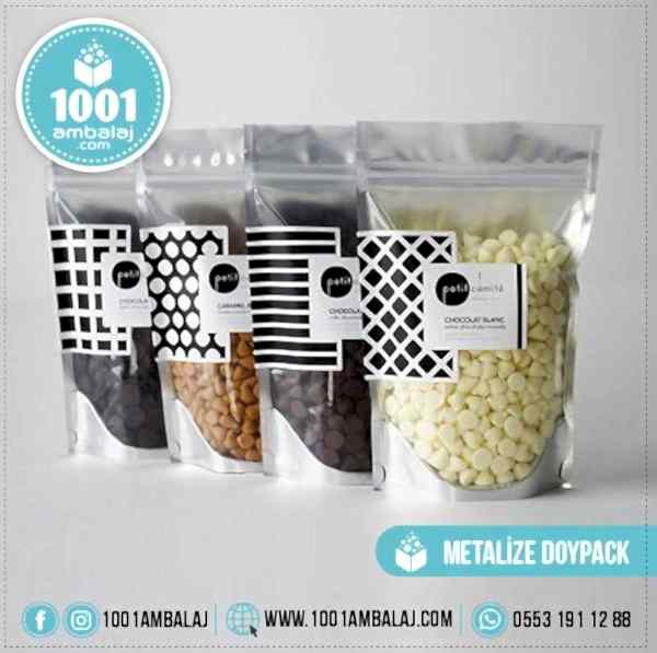 16X27 Cm 3 Baskılı Ön Şeffaf Arka Metalize Renkli Tek Taraf Üç Renk Doypack Torba 500 Gr /58/