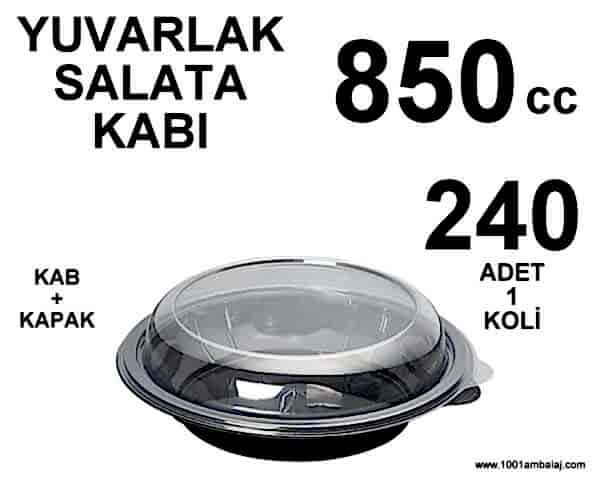 Yuvarlak Salata kabı kapaklı 850 Cc 240 Adet 1 Koli
