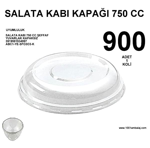 Salata kabı Kapağı 750 Cc Şeffaf Yuvarlak Kase Kapağı 900 Adet 1 Koli