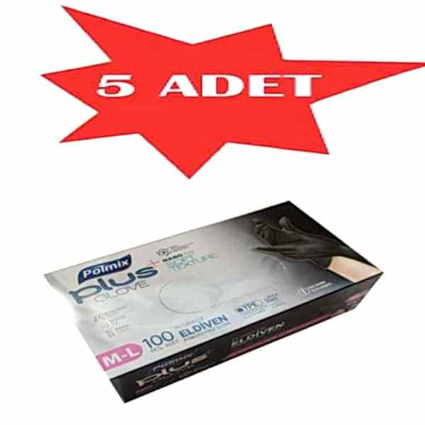 Eldiven Hibrit Polietilen Siyah Flex Polmix Plus 5 Kutu 500 Adet