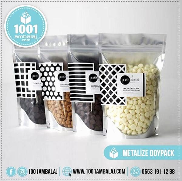 15X24 Cm 2 Baskılı Ön Şeffaf Arka Metalize Renkli İki Taraf Tek Renk Doypack Torba 350 Gr /57/