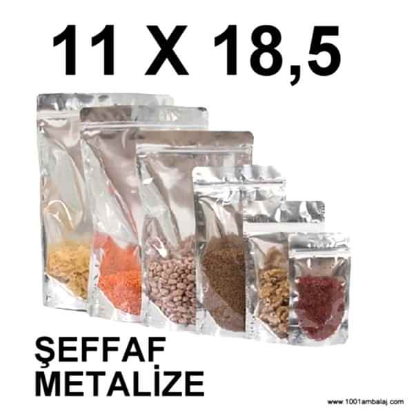 11X18,5 Cm Şeffaf Metalize Renk Doypack Torba /54/