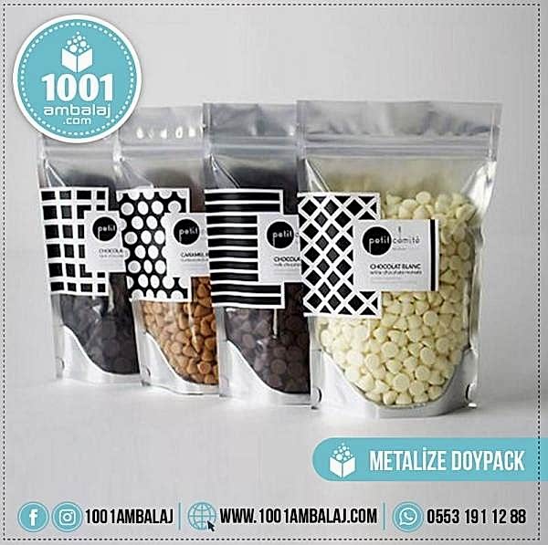 15X24 Cm 2 Baskılı Ön Şeffaf Arka Metalize Renkli Tek Taraf İki Renk Doypack Torba 350 Gr /57/