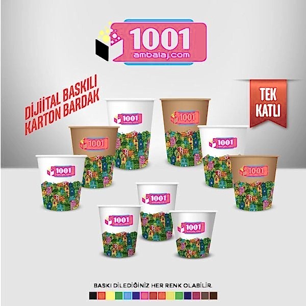 Dijital Baskılı 7 Oz Karton Bardak Tek Kat Duvarlı Beyaz Sicak Soğuk