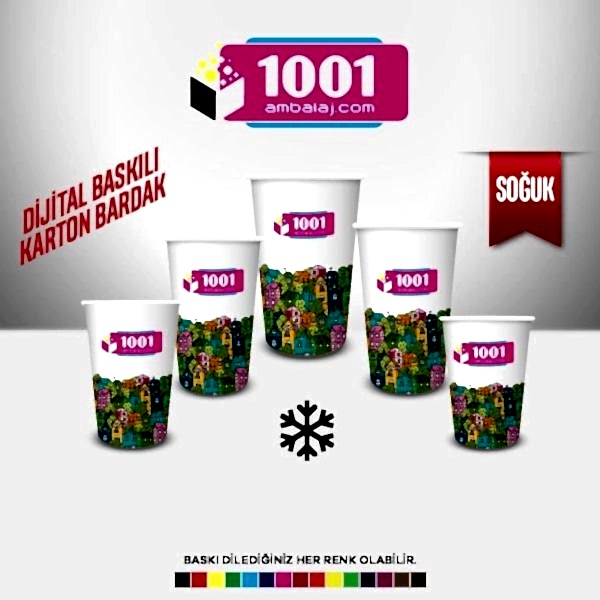Dijital Baskılı 7 Oz Karton Bardak Tek Kat Duvarlı Beyaz Sicak Soğuk