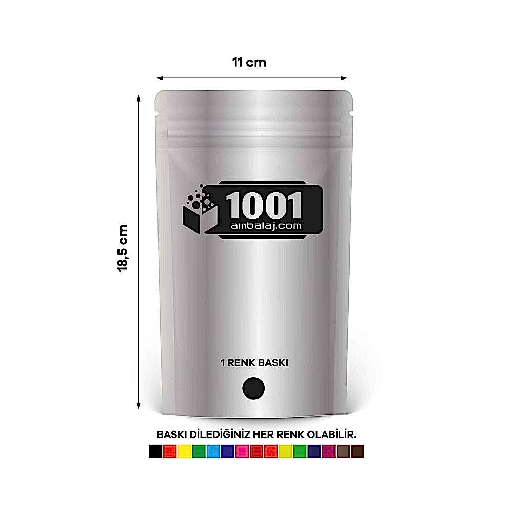 11X18,5 Cm 1 Baskılı Alüminyum Renkli Tek Taraf Tek Renk Doypack Torba 100 Gr /02/