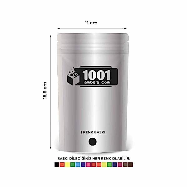 11X18,5 Cm 1 Baskılı Alüminyum Renkli Tek Taraf Tek Renk Doypack Torba 100 Gr /02/