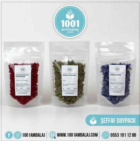 16X27 Cm 2 Baskılı Şeffaf Renkli İki Taraf Tek Renk Doypack Torba 500 Gr /73/
