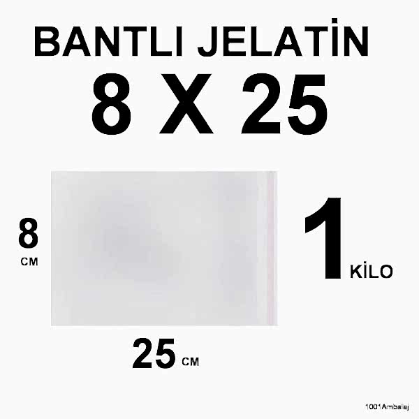 Bantlı Jelatin Torba 08X25 Cm 1 Kilo 1001 Ambalaj