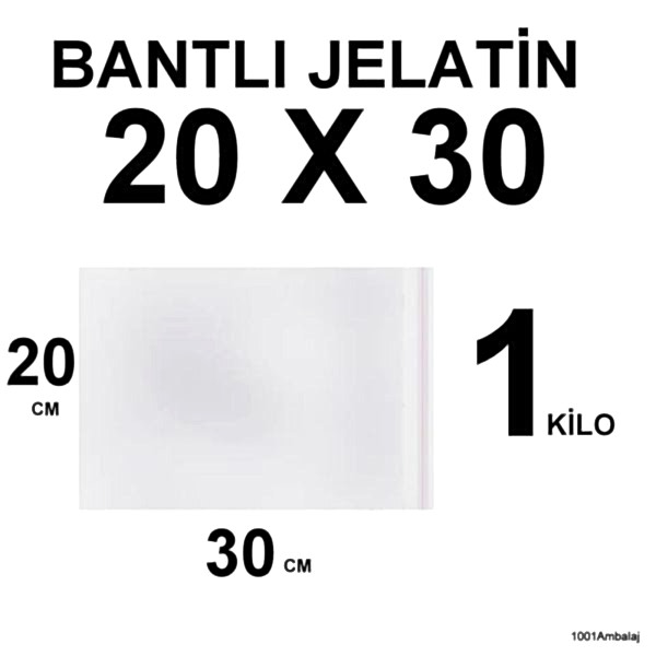 Bantlı Jelatin Torba 20X30 Cm 1 Kilo 1001 Ambalaj